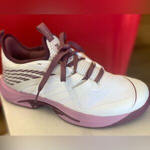 K-Swiss Women's White and Purple Athletic Shoes